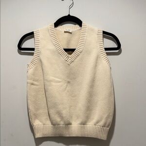 Brandy Melville V-Neck Cream Sweater Vest| size small /one size